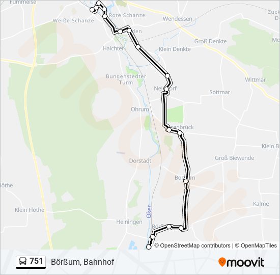 751 Route Fahrpläne Haltestellen Karten Börßum Bahnhof