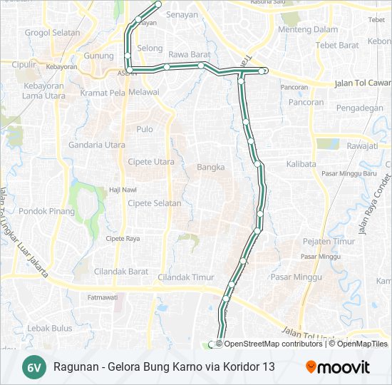 Rute V Jadwal Pemberhentian Peta Ragunan Via Koridor Diperbarui