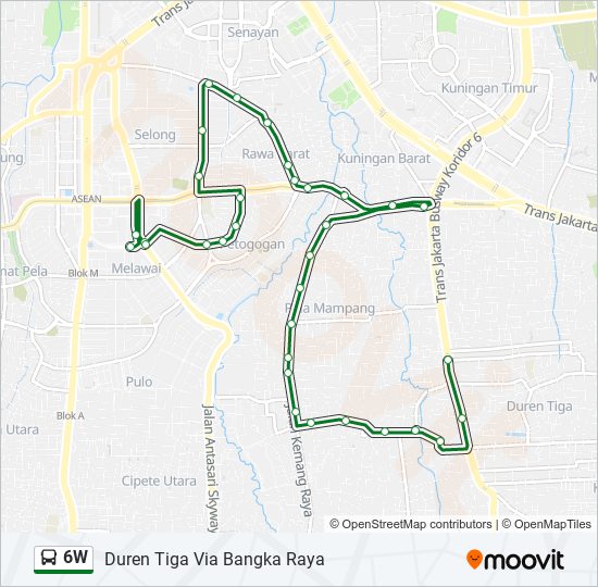 Rute 6w Jadwal Pemberhentian Peta Duren Tiga Via Bangka Raya