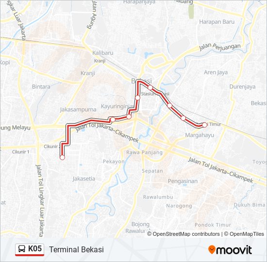 Rute K05 Jadwal Pemberhentian Peta Terminal Bekasi Diperbarui