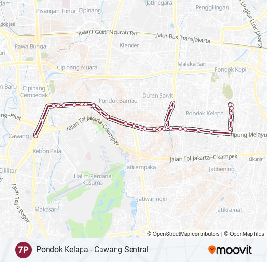 Rute 7p Jadwal Pemberhentian Peta PONDOK Kelapa Diperbarui