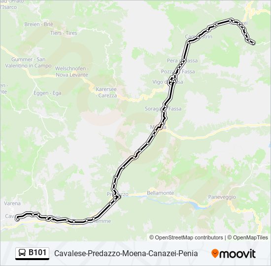 B Route Schedules Stops Maps Penia Str Pian Trevisan Updated