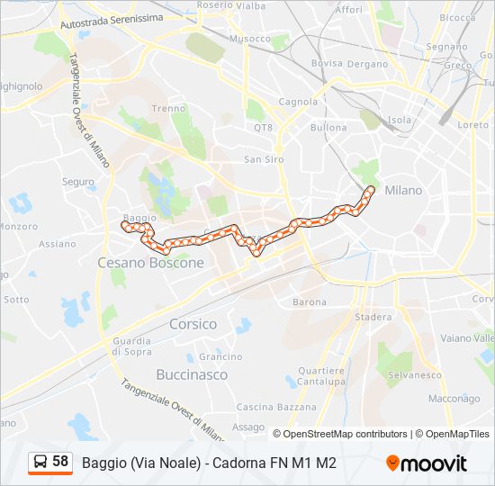 Linea 58 Orari Fermate E Mappe Cadorna FN M1 M2 Aggiornato