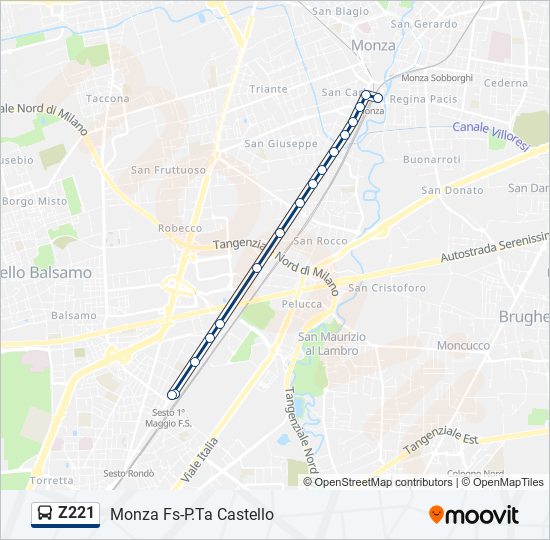 Linea Z221 Orari Fermate E Mappe Monza FS P Ta Castello Aggiornato