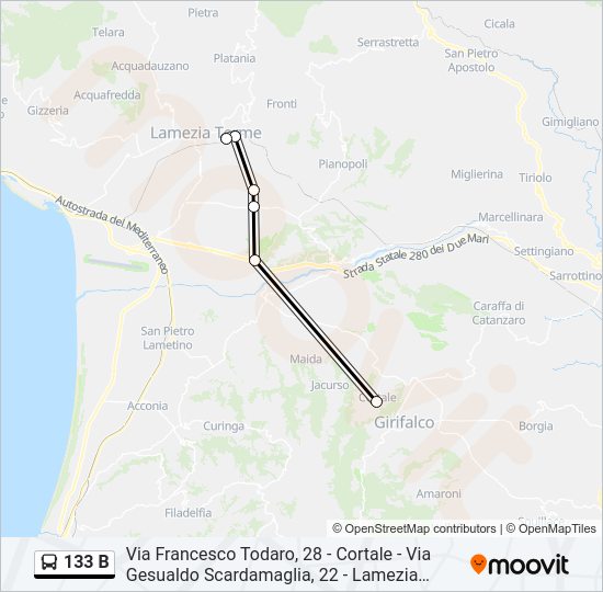 B Route Schedules Stops Maps Via Francesco Todaro