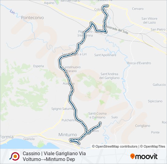 Cotral Route Schedules Stops Maps Cassino Viale Garigliano Via