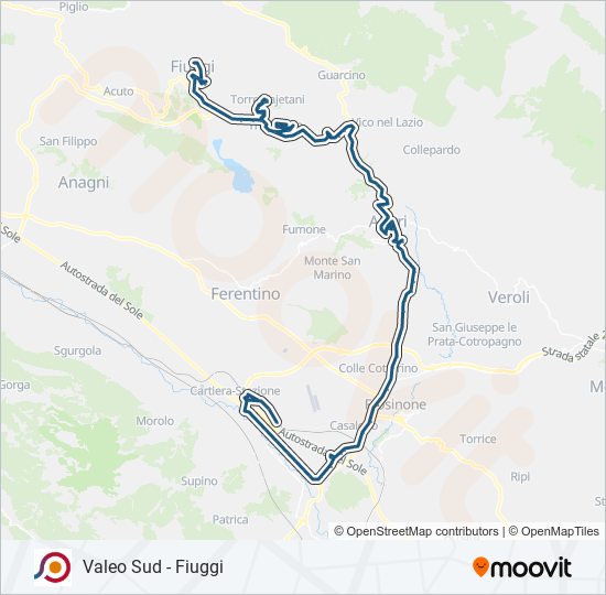 Cotral Route Schedules Stops Maps Frosinone Via Ponticelli