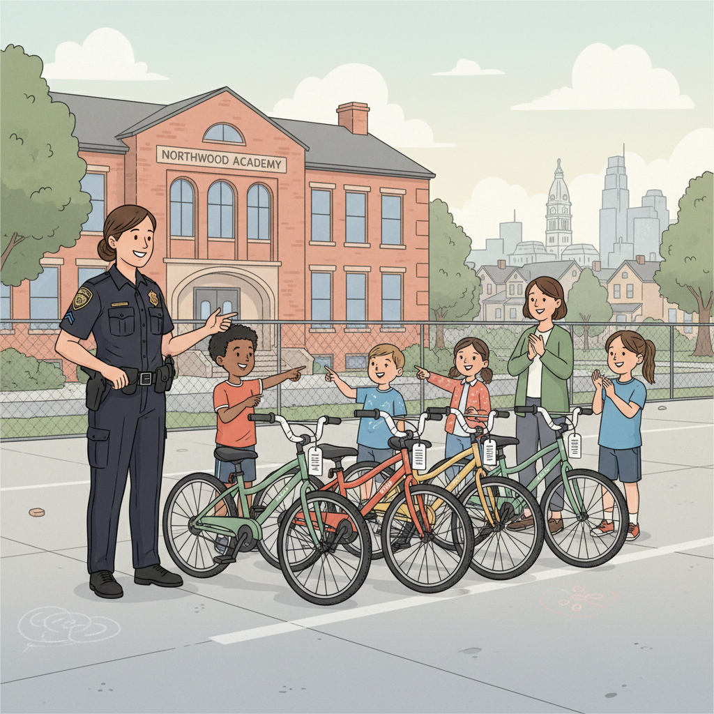 Temple Police Gift 100 Bikes to North Philly Students