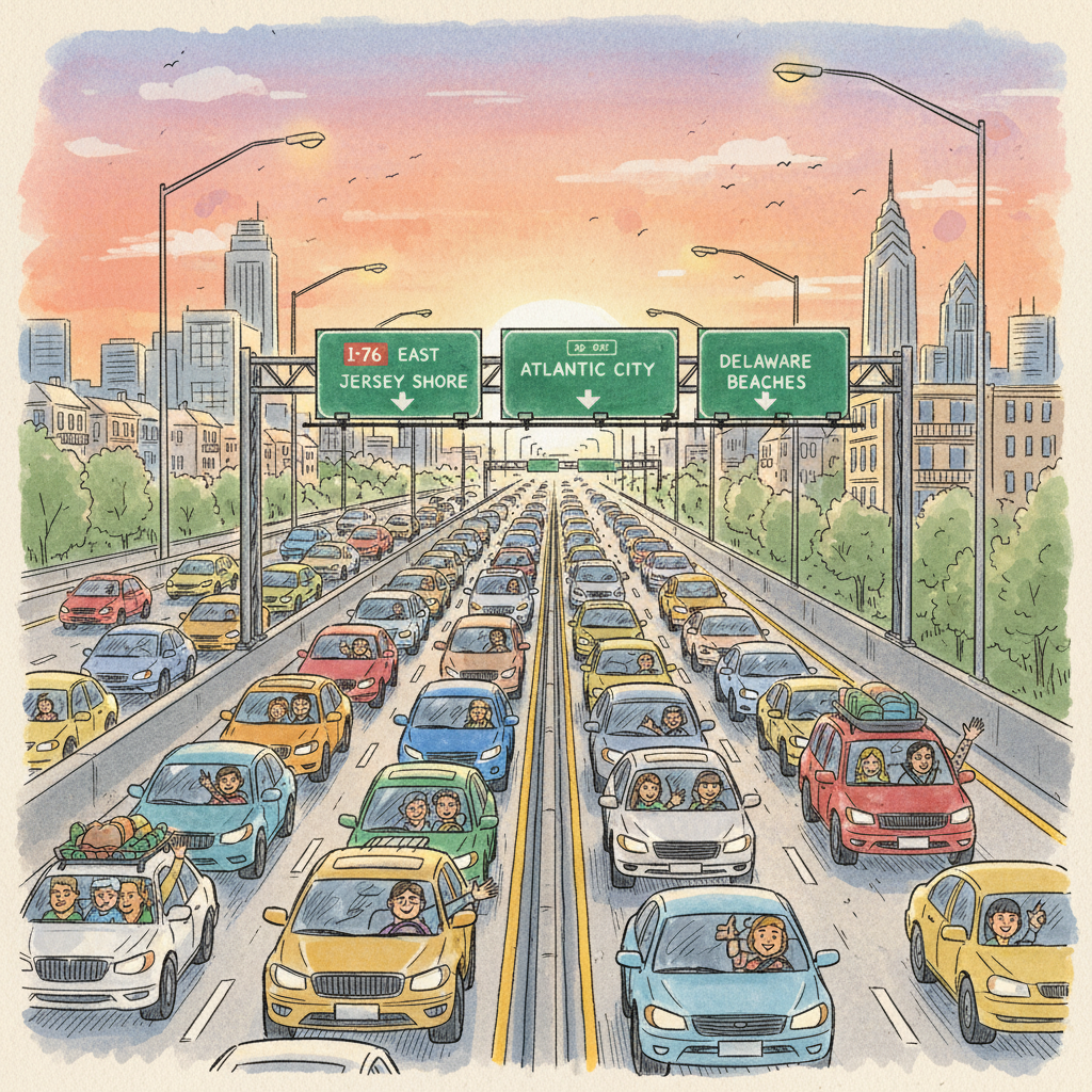 Philadelphia Travelers Navigate Shore Rush with Patience