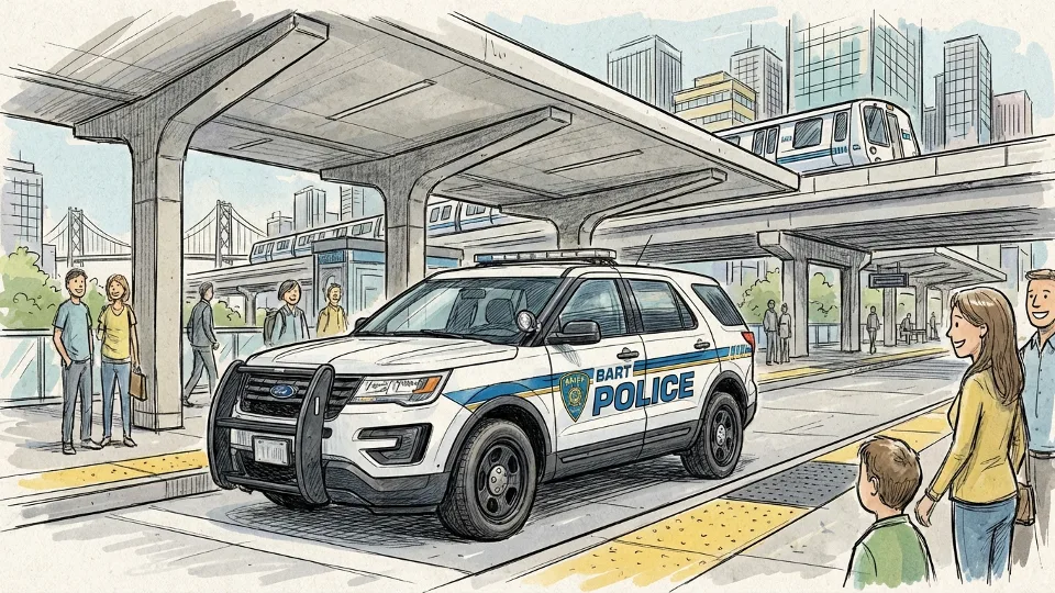 BART police vehicle at transit facility