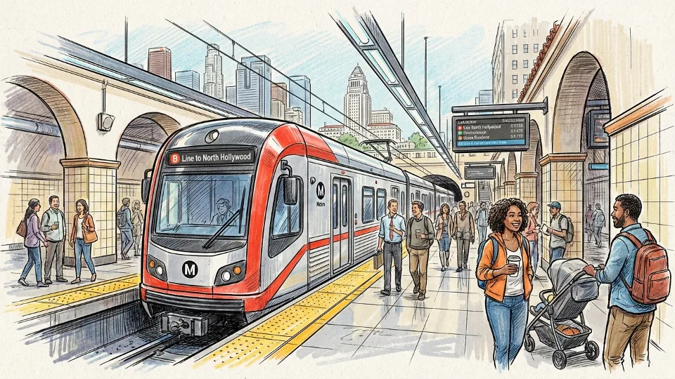 Metro B Line Red Line train at Union Station Los Angeles