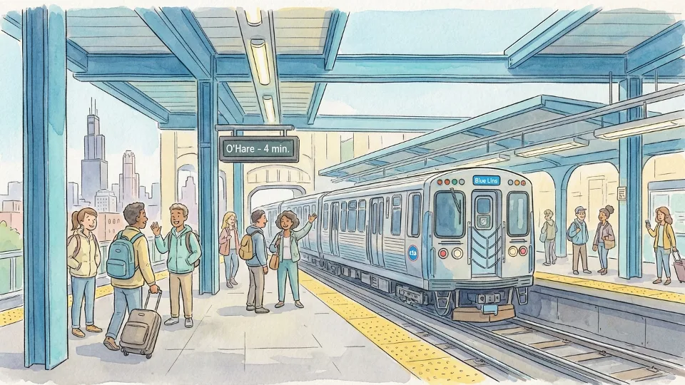 Passengers waiting at CTA Blue Line platform in Chicago