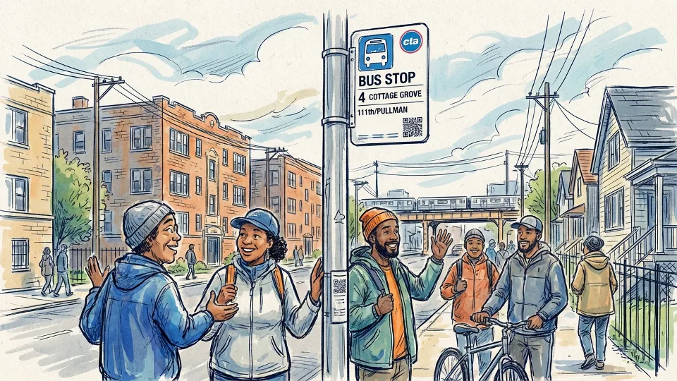 CTA bus stop sign on Chicago's South Side
