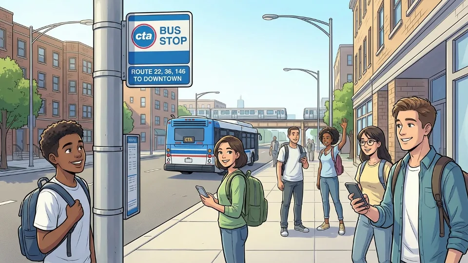 CTA bus stop sign on Chicago street