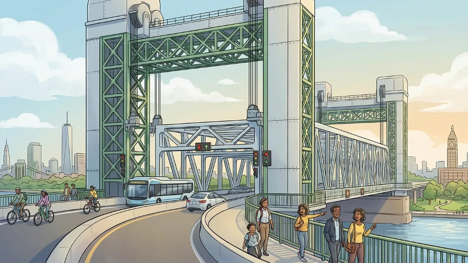 RFK Bridge Manhattan Span with lift mechanism visible from roadway approach