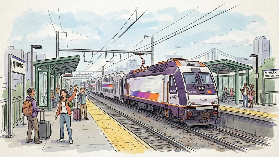 NJ TRANSIT commuter rail train at station platform
