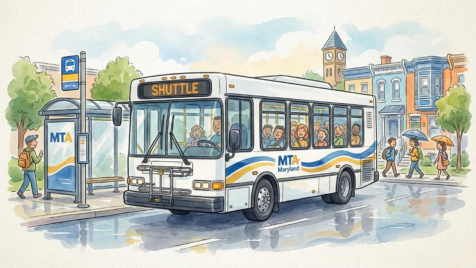 MTA shuttle bus at Baltimore transit stop