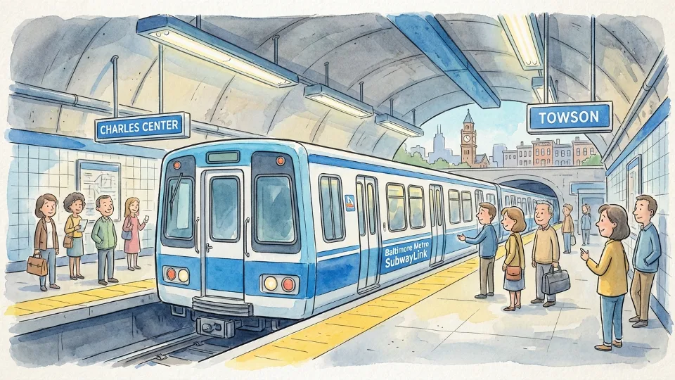 Baltimore Metro SubwayLink train at station platform