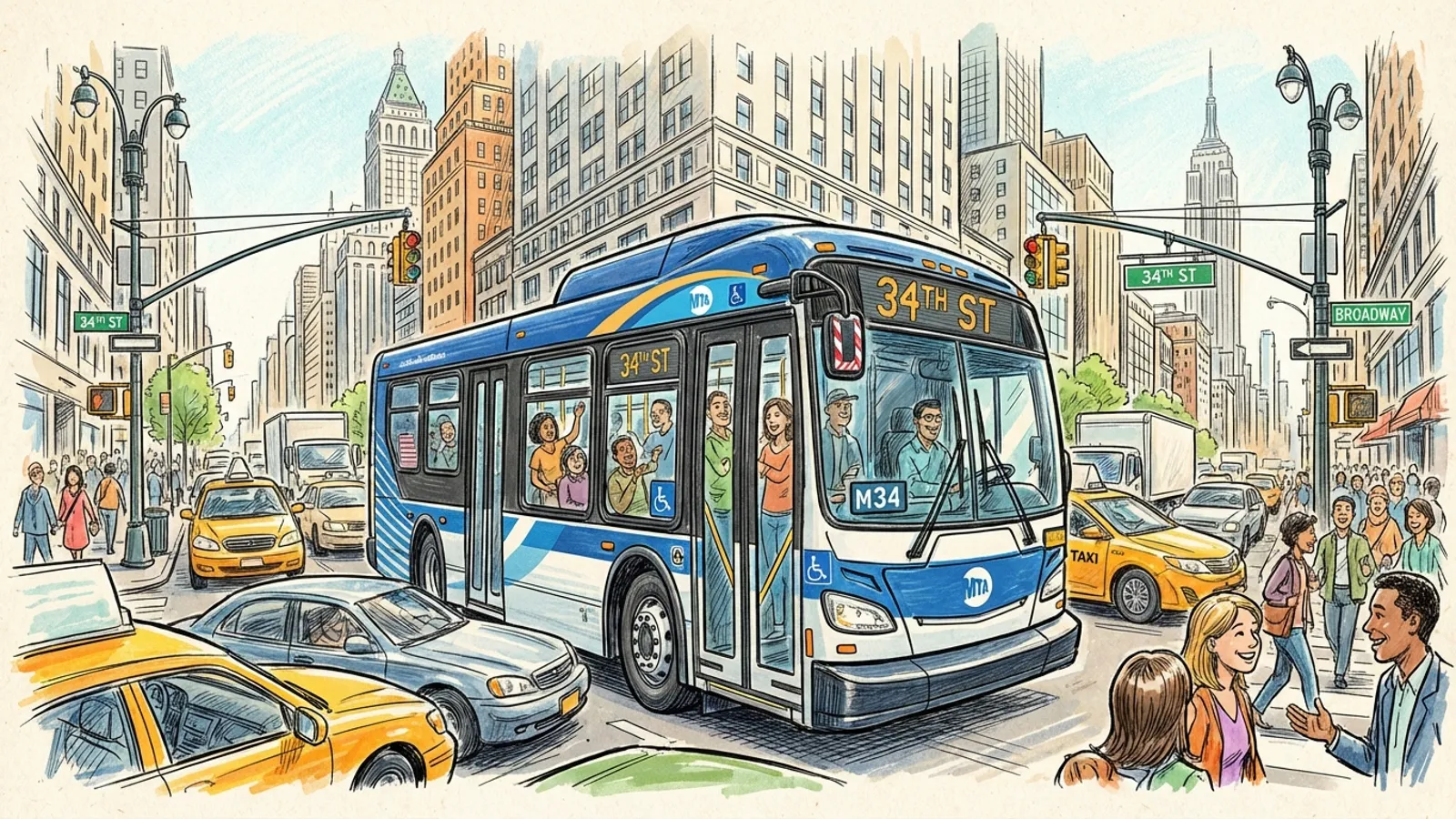 NYC 34th Street Gets Car-Free Busway to Speed Transit