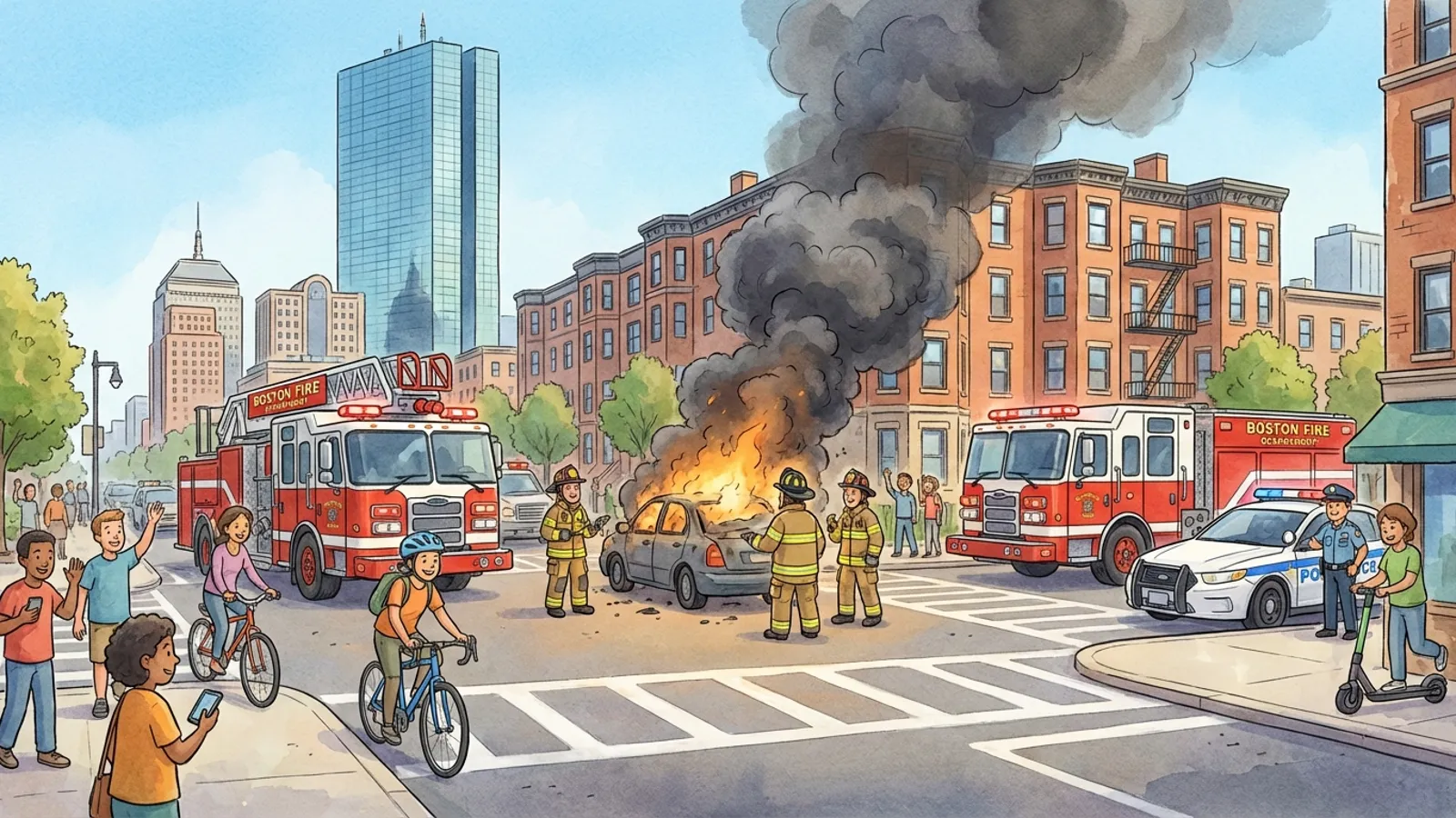 Boston Car Fire Contained — Transit Hub Stays Moving