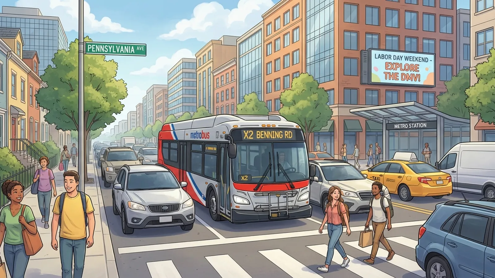 DC F23 Bus Adjusts for Labor Day Car Show