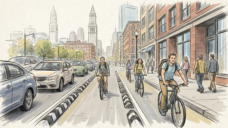Boston Adds Zebra Barriers to Protect Cyclists