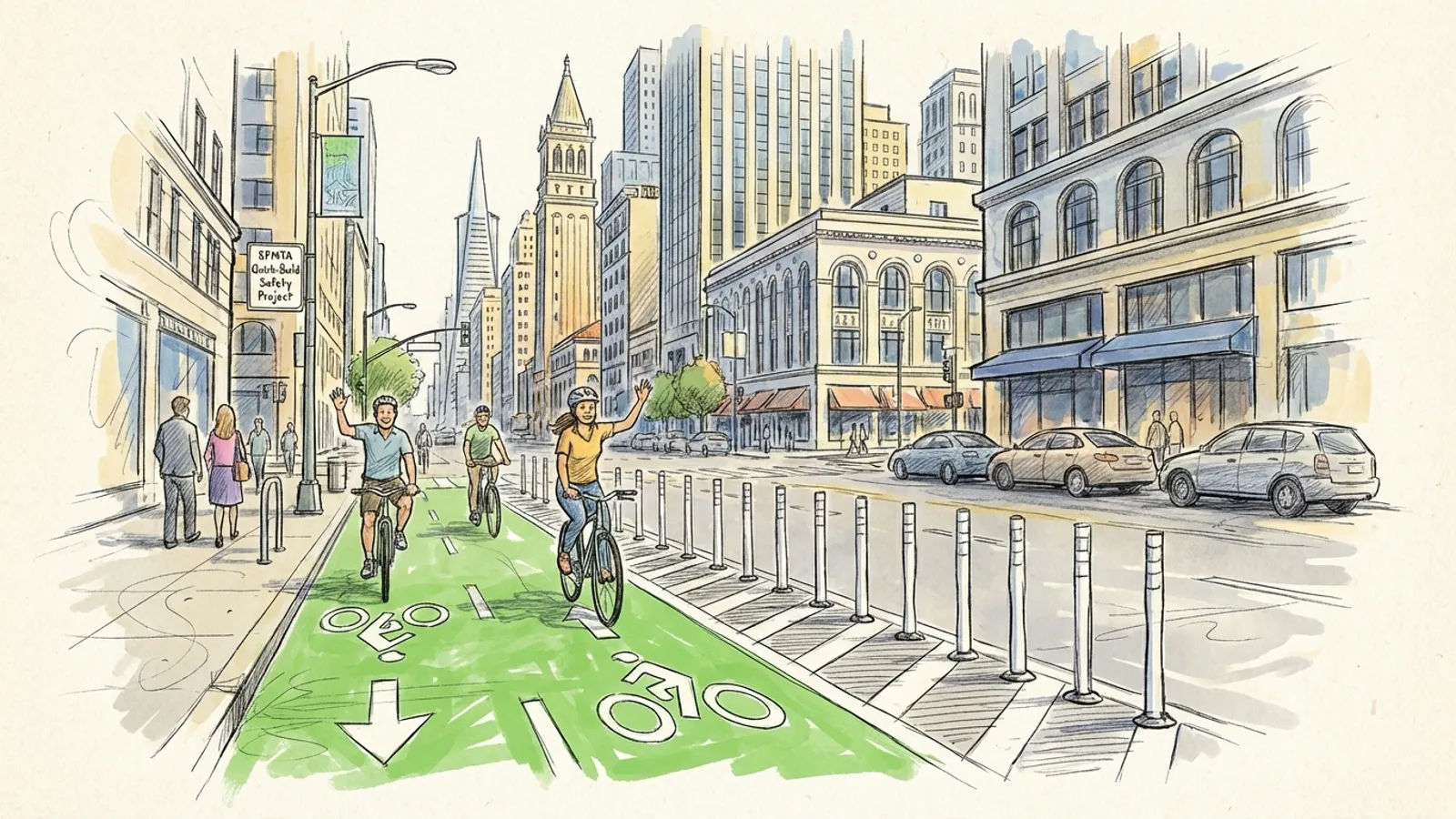 SF Adds Protected Bike Lanes to Financial District