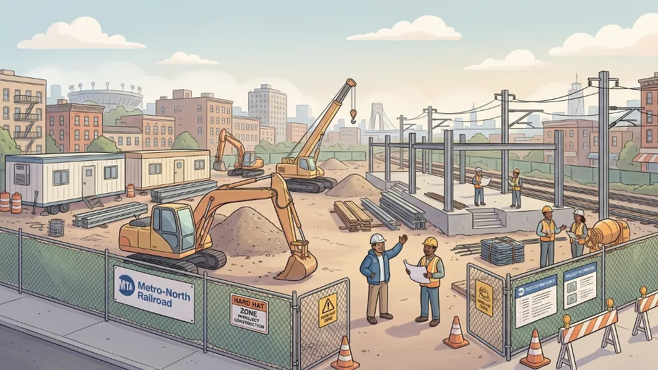 Construction site for new Metro-North station in the Bronx
