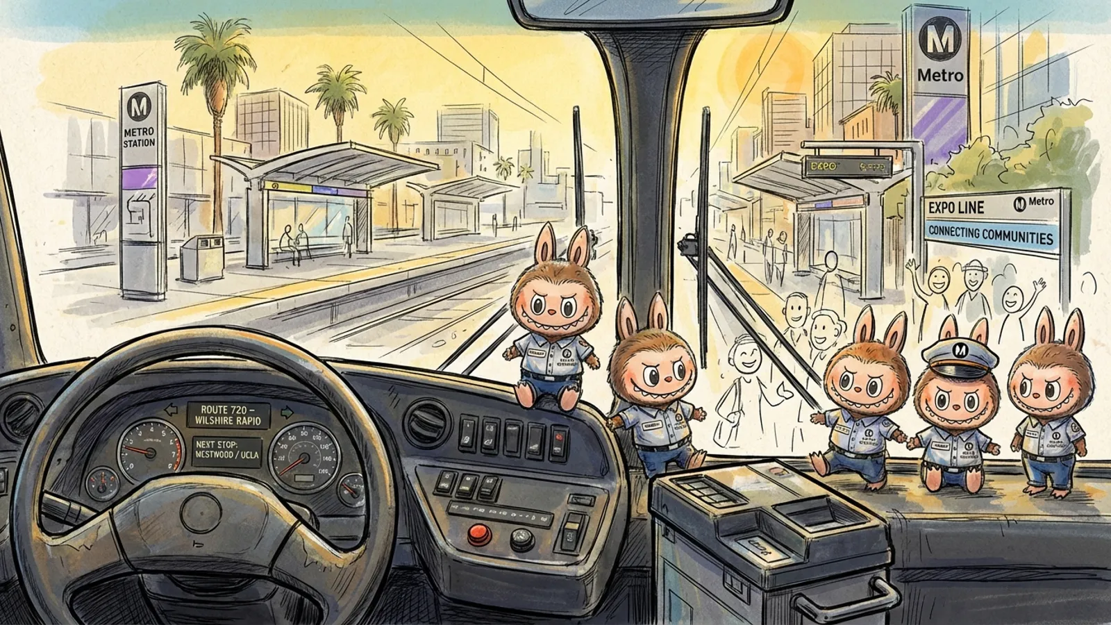 LA Bus Operator Brings Joy With Labubu Dolls