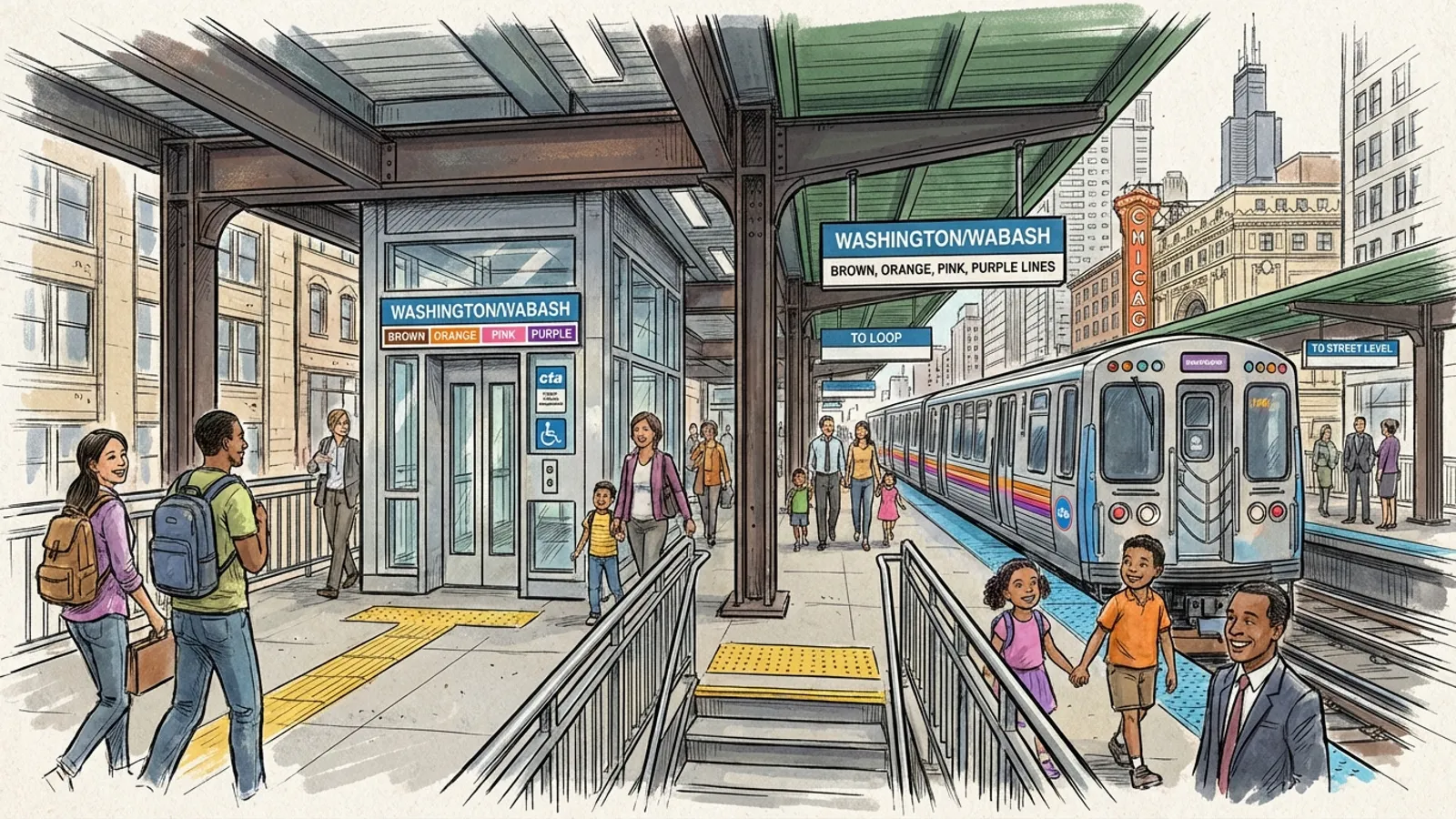 Chicago CTA Works to Restore Washington/Wabash Access