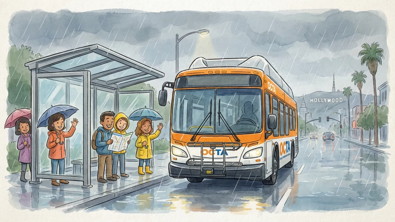 OC Bus Keeps LA Riders Safe During Rain