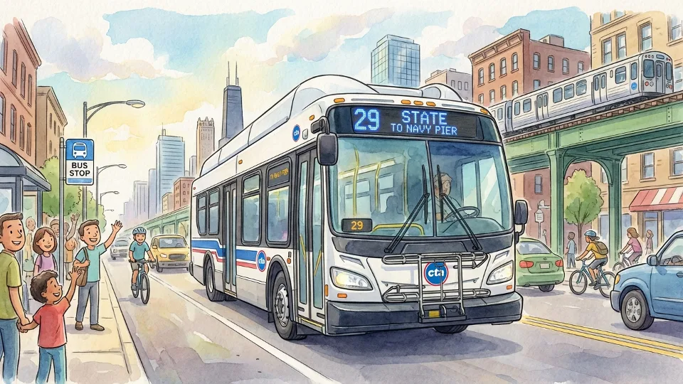 Chicago Transit Authority bus traveling on city street with route number display visible