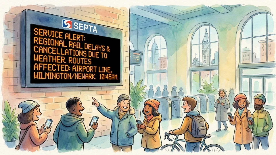SEPTA service alert display showing cancellation information