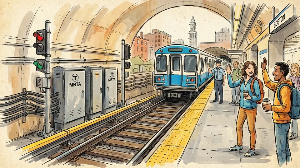 MBTA signal equipment and track infrastructure at subway station