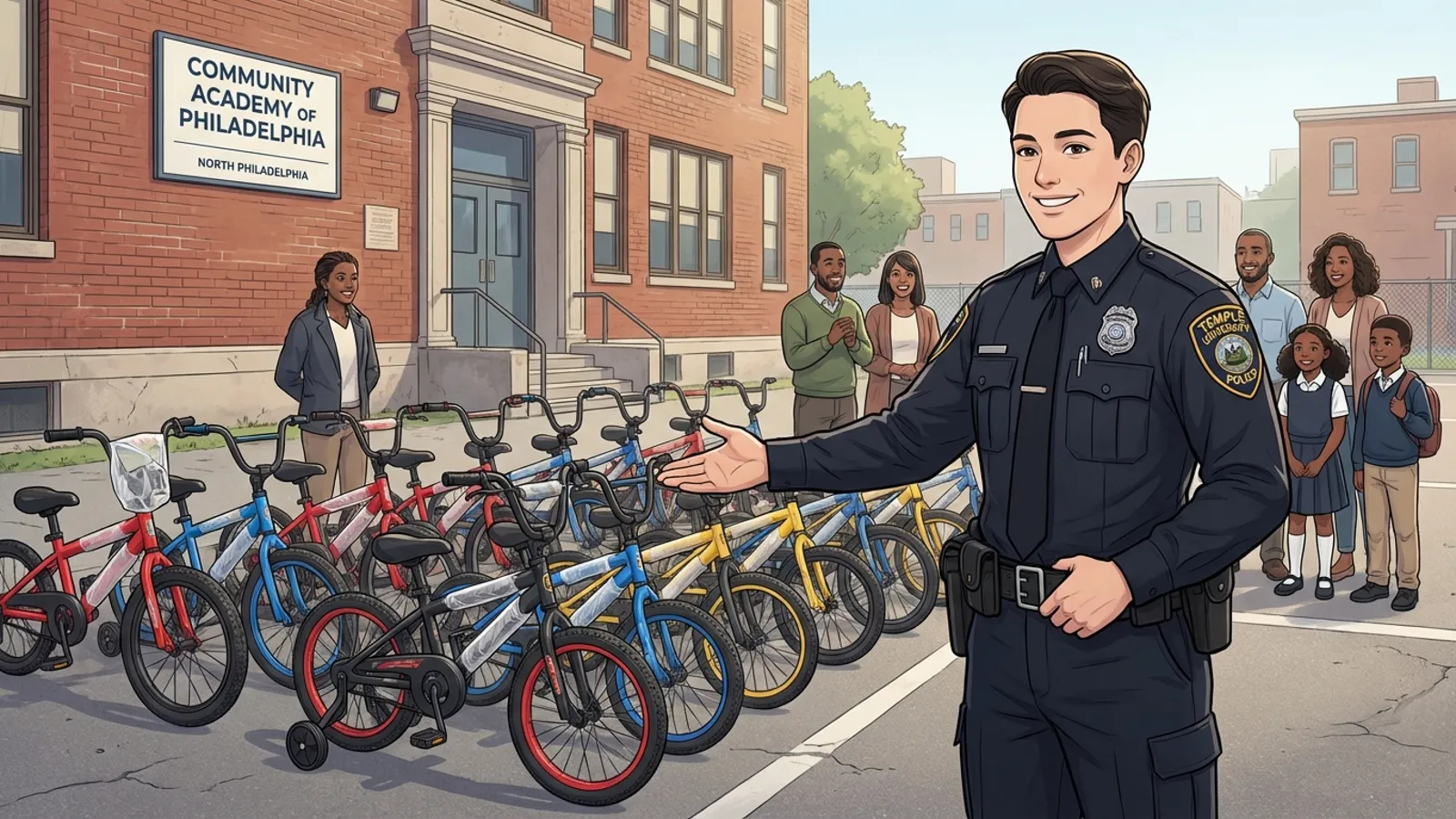 Temple Police Gift 100 Bikes to North Philly Students