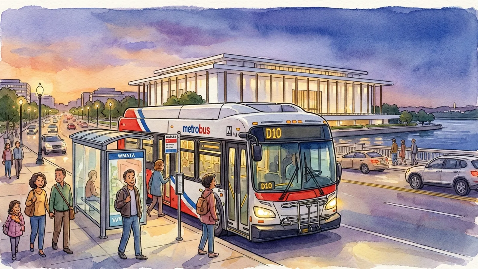 DC D10 Bus Adapts Route for Kennedy Center Event