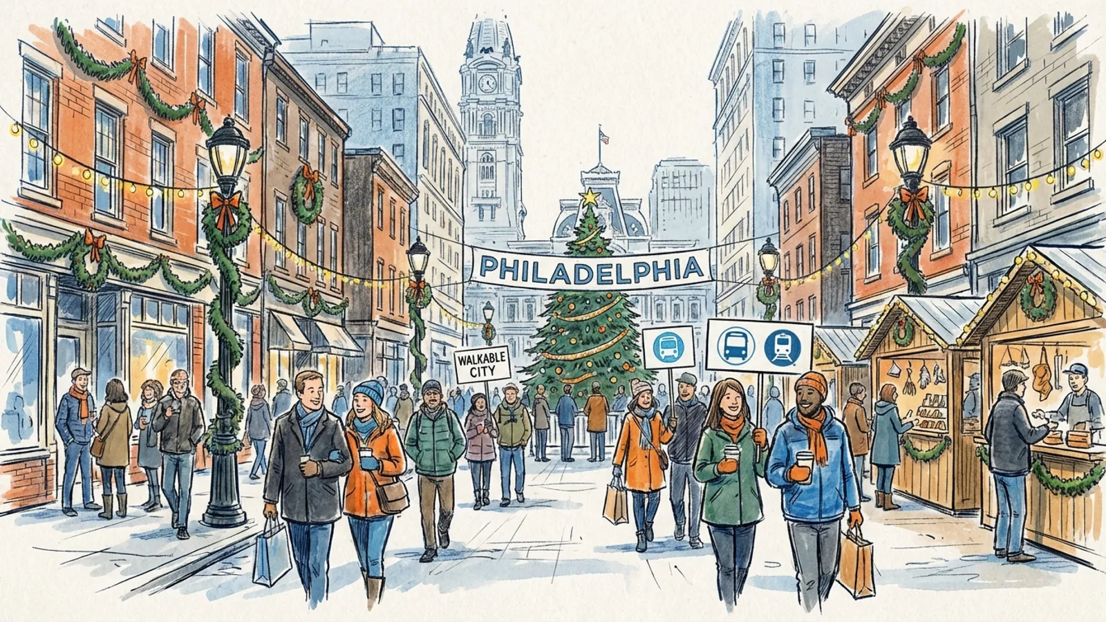 Philadelphia Tests Car-Free Streets for Holiday Crowds