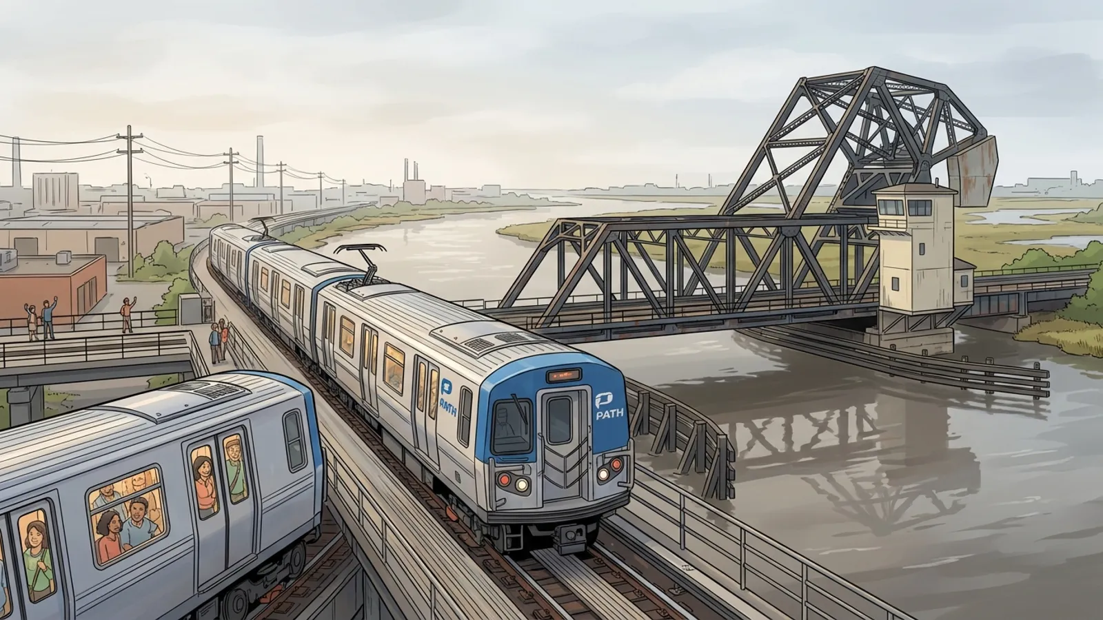 NYC PATH Adapts as Bridge Opens for Marine Traffic