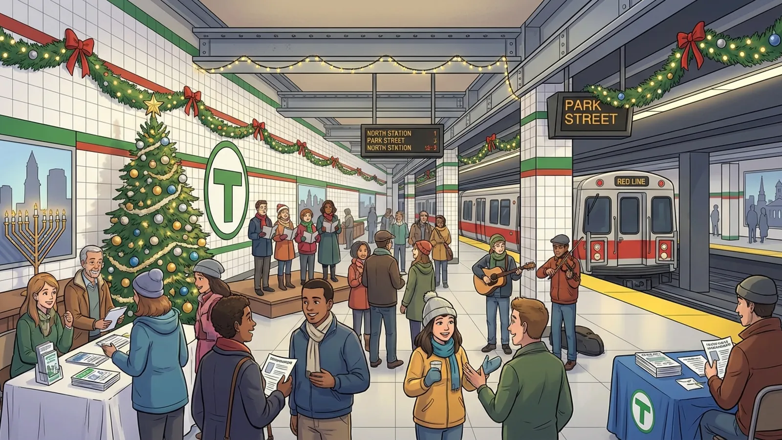 Boston MBTA Turns Stations Into Holiday Community Hubs
