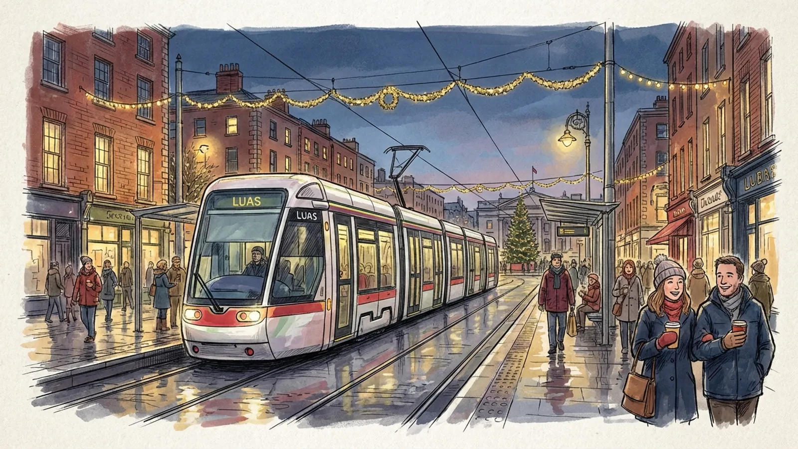 Dublin Luas Tram Eases Winter Festival Access