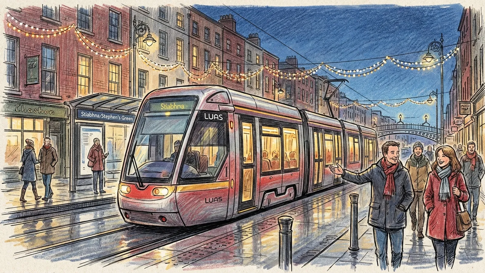 Dublin Luas Connects Riders to Winter Lights Festival