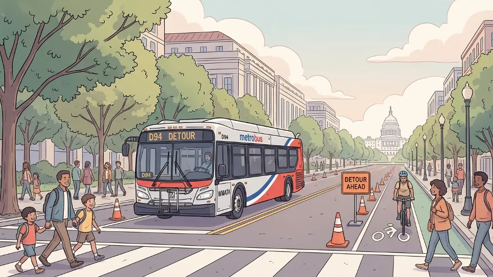 WMATA D94 bus on detour route in downtown Washington DC