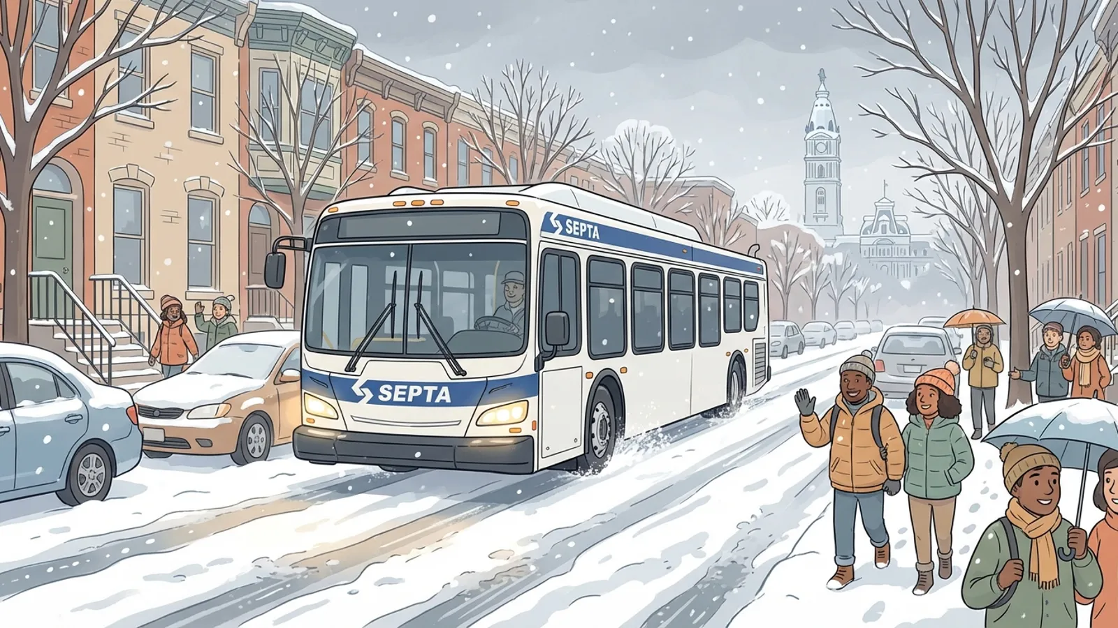 Philadelphia Transit Adapts to Sunday Snow