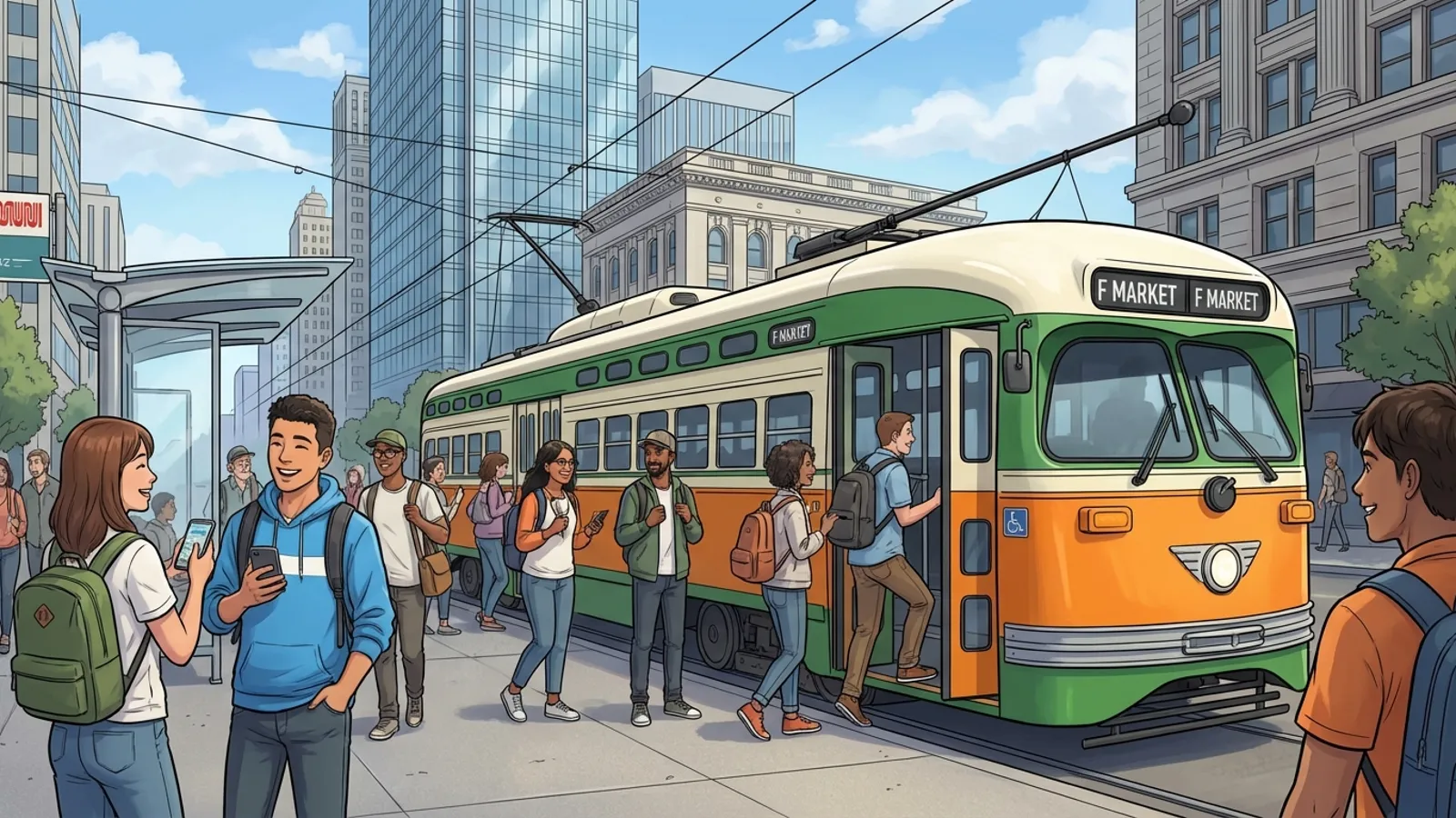 SF F Market Streetcar Resumes After Brief Delay