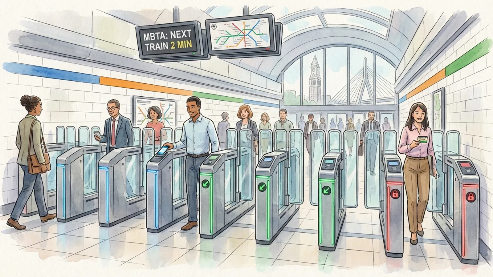 Boston's MBTA Tests New Fare Gates at South Station