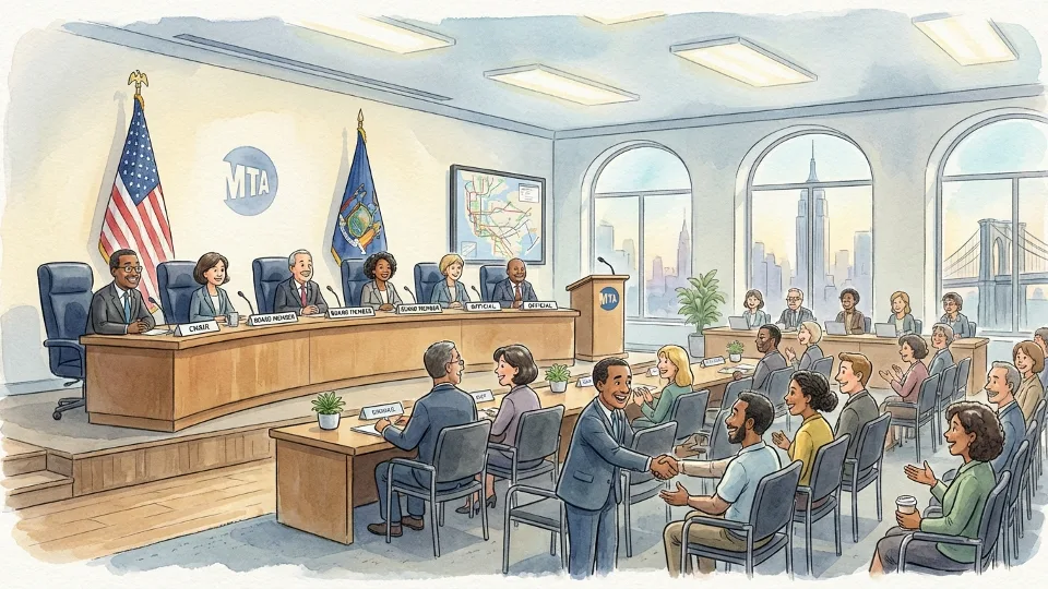 MTA board meeting room with seats arranged for committee members and public attendees
