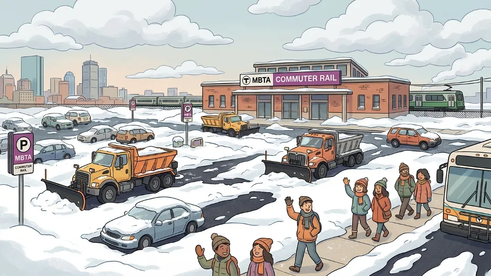 Boston MBTA Parking Adapts During Snow Clearing
