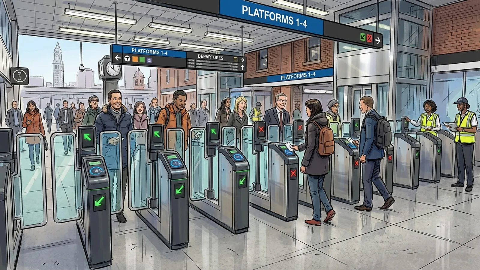 Boston South Station Tests New Fare Gates
