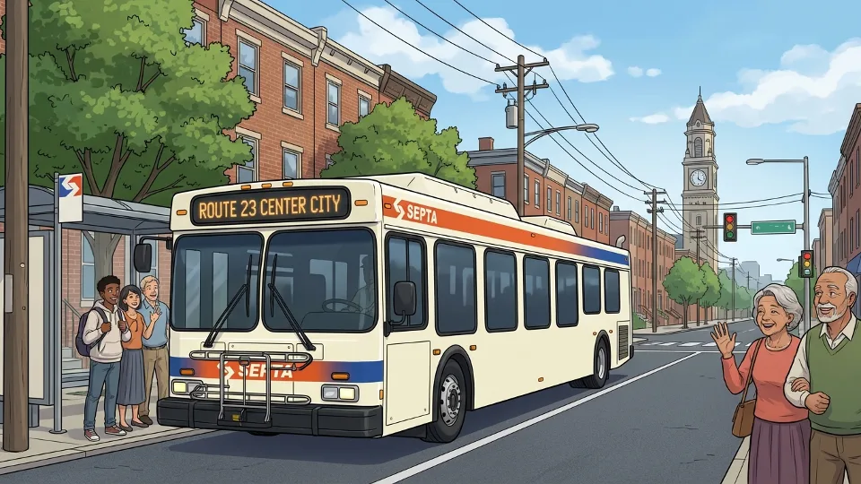 Philadelphia SEPTA bus on city street during daytime service
