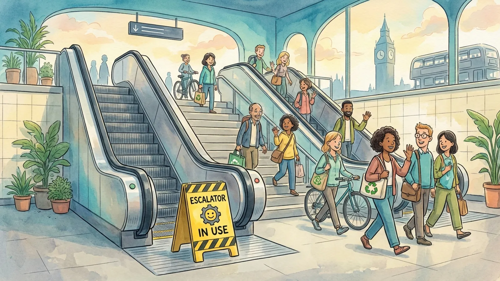 London Station Escalator Down — Repairs Underway